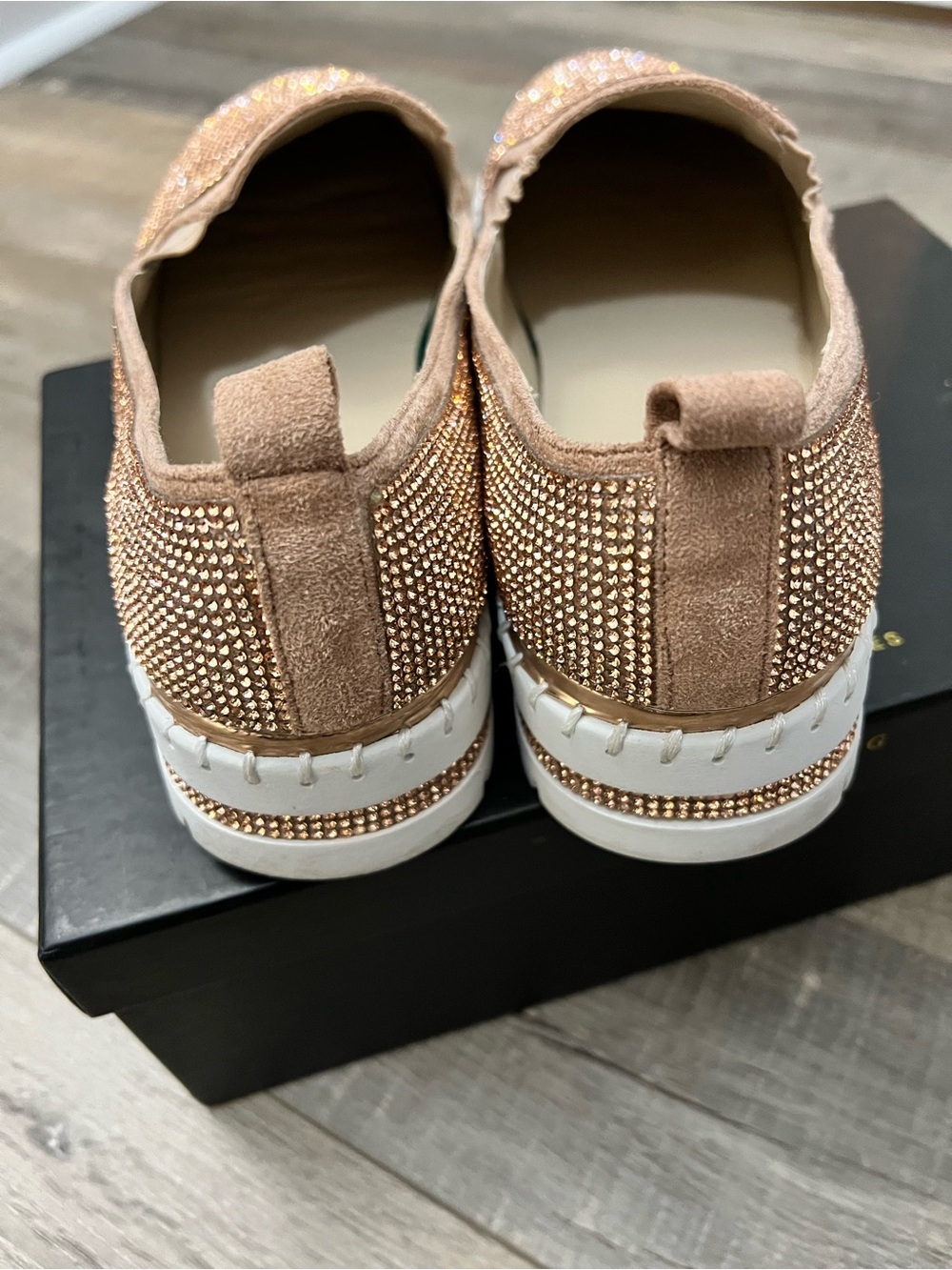 Azalea Wang Judy Rose Gold Crystal Slip-On Loafer size 10 Like new - Picture 4 of 10